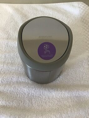 Simplehuman Stainless Steel Touch Trash Can with Purple Accent